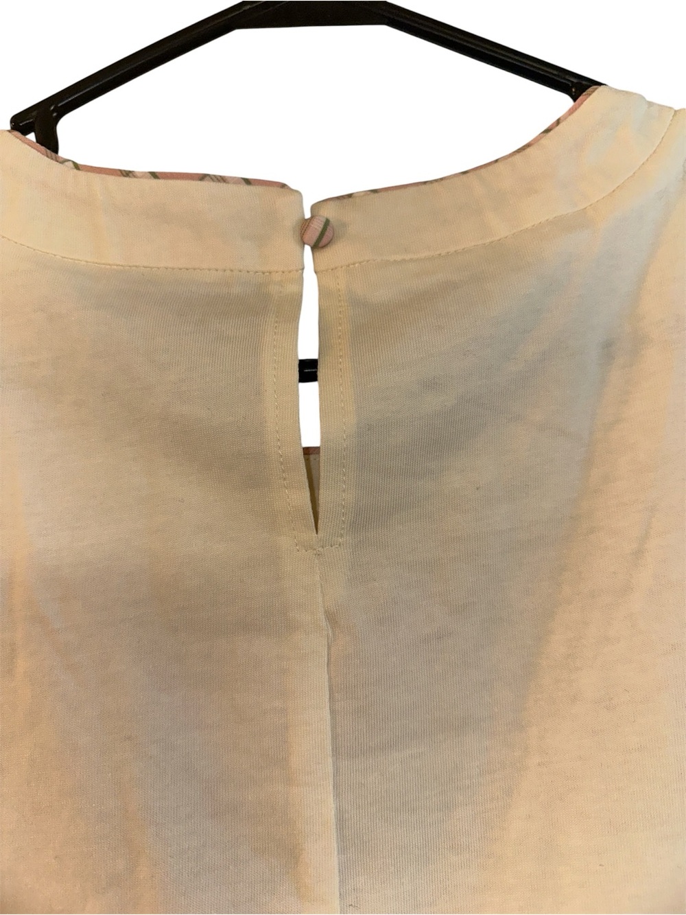 NWT! Gigio Pink Plaid SS Top w/Cream Yoke-Sz M - Picture 4 of 5